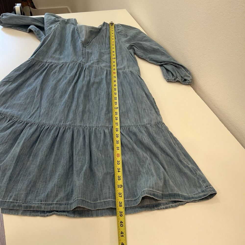 Gap Women’s 100% Cotton Denim Tiered Dress with Washwell Blue M Tall Western - Picture 8 of 8